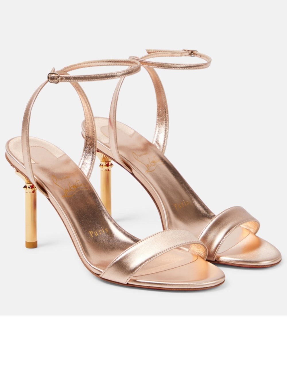 Christian Louboutin 85mm MascaSandal Leather Leche / Gold Sandal Size 39